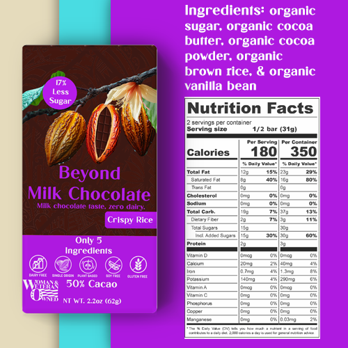 Beyond Milk Chocolate w/ Crispy Rice 50% Cacao- Organic